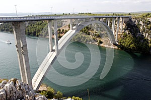 Highway bridge crossing river Krka in Croatia.