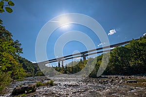 Highway bridge near Metsovo Greece. Driving Egnatia Odos, Greeceâ€™s modern ancient highway