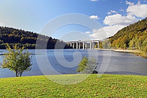 Highway bridge over a lake