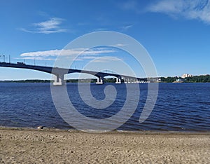 Highway bridge over Volga river  in Kostroma, Russia