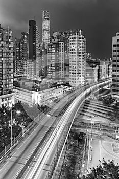 Highway and buildings in Hong Kong city