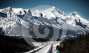 A highway in canadian rockies .Canmore , Alberta