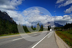 Highway 1 in the Canadian Rocky Mountains near Canmore / Banff Nationalpark photo
