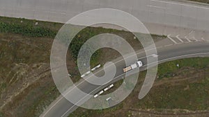 Highway with cars drive Drone Slowmotion in Georgia near Tbilisi