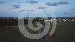 Highway With Cars At Sunset, Mauritius