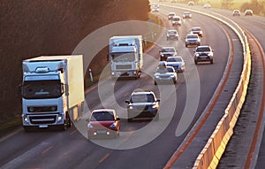 Highway with cars and Truck