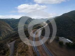 Highway through the central mountain range in Puerto Rico