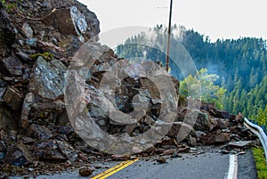 Highway Closed Rock Slide Ahead