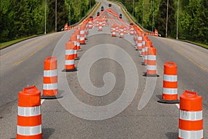 Highway With Cone Barriers