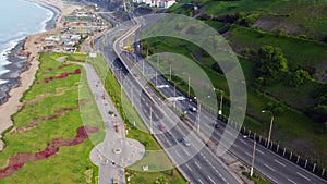 Highway of the Costa Verde, at the height of the district of San Isidro in the city of Lima,