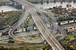 Highway crossing the Danube in Vienna