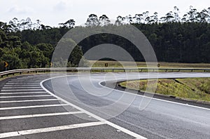 Highway with a dangerous curve right