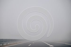 Highway in foggy time