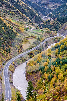 Highway at foot of mountain