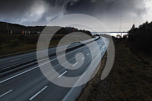 Highway, freeway at sunset