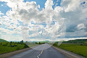 The highway on the grassland