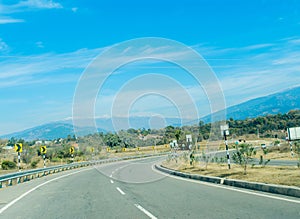 Highway between himalayan mountain range of Jammu, towards Patnitop from katra