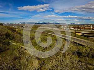 Highway I70, Arvada, Colorado with Mountains