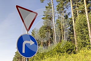 a highway with installed road signs