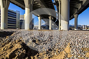 Highway interchange concrete road curve of viaduct, St. Petersburg, Russia