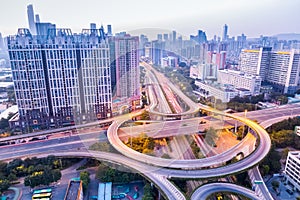 A highway interchange in guangzhou at dusk