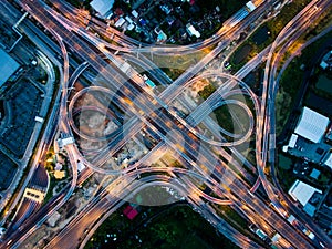 Highway junction from aerial view