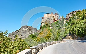 Highway leading to The Monastery of Rousanou in Meteora
