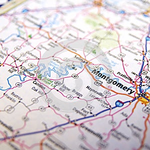 Highway map around Montgomery Alabama photo