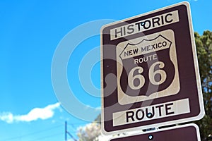 Highway markers on historic highway 66 in the American southwest