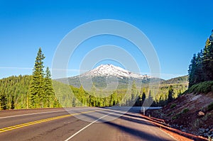 Highway and Mount Bachelor photo