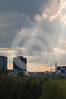 Highway near Bulding Facade: Stormy Weather