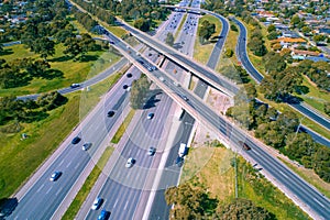 Highway near interchange - aerial view.