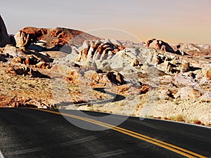 Highway in Nevada desert