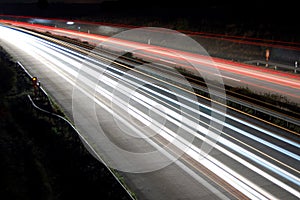 Highway at night with traffic
