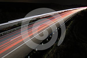 Highway at night with traffic