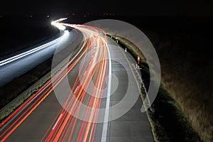 Highway at night with traffic