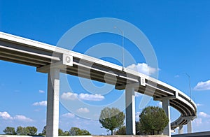 Highway overpass against blue sky