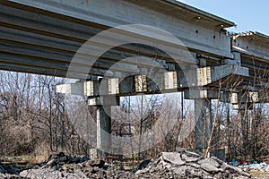 Highway overpass construction. Site of under construction viaduct