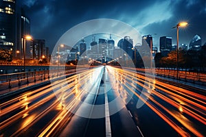 Highway overpass with motion blur   city background