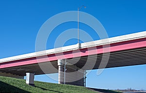 Highway Overpass with Single Lamppost