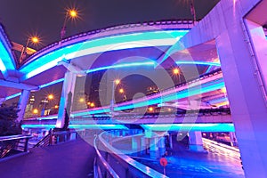 Highway overpasses night