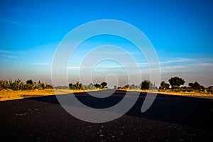 Highway, path, road in Desert of Rajasthan, India