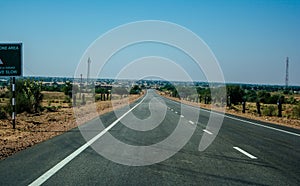 Highway, path, road in Desert of Rajasthan, India