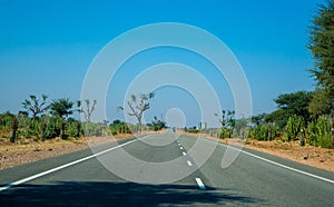 Highway, path, road in Desert of Rajasthan, India