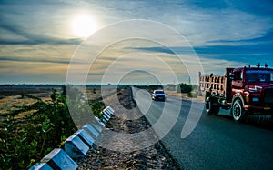 Highway, path, road in Desert of Rajasthan, India