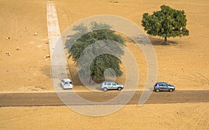 Highway, path, road in Desert of Rajasthan, India