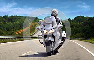 Highway Patrol Policeman on Motorcycle