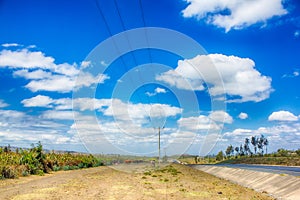 Highway with power lines