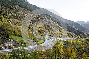 Highway in the Pyrenees in Andorra