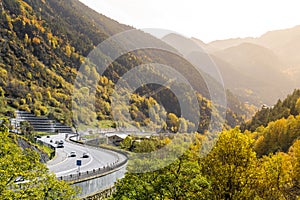 Highway in the Pyrenees in Andorra